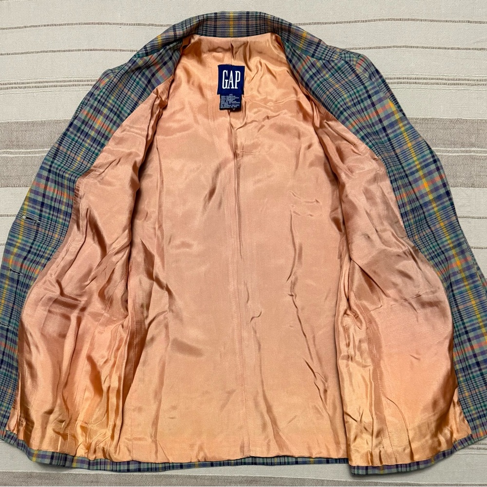 90s early Y2K prep coquette dark academia punkcore GAP vintage plaid blazer XS - Picture 4 of 5